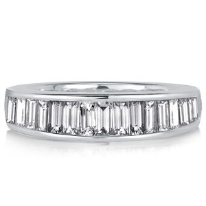 anniversary band - Italo Baguette Cut White Sapphire Half Eternity Wedding Band, Italo jewelry - Online Catalog