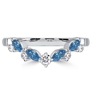anniversary band - Italo Round & Marquise Cut Blue Sapphire Wedding Band, Italo jewelry - Online Catalog