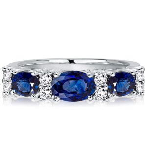 classic band - Italo Oval Cut Blue Sapphire Half Eternity Wedding Band, Italo jewelry - Online Catalog