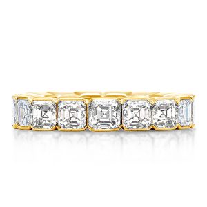 Eternity band - Italo Golden Bezel Asscher Cut White Sapphire Wedding Band, Apparel & Accessories, Italo jewelry - Online Catalog