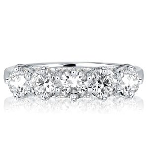 anniversary band - Five Stone Round Cut Half Eternity Wedding Band For Women, Italo jewelry - Online Catalog