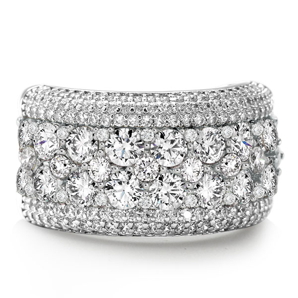 Anniversary band - Round Cut Pave Setting Multi Row Wedding Band For Women, Wedding Bands - Apparel & Accessories, Italo jewelry - Online Catalog