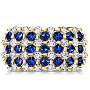Eternity band - Alternating Blue & White Sapphire Half Eternity Wedding Band For Women, Italo jewelry - Online Catalog