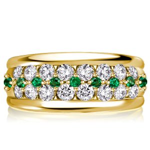 Anniversary band - White & Emerald Green Multi Row Half Eternity Wedding Band For Women, Wedding Bands - Apparel & Accessories, Italo jewelry - Online Catalog