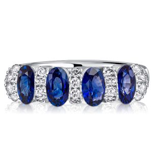 Eternity band - Oval Cut Blue Sapphire Half Eternity Wedding Band For Women, Apparel & Accessories, Italo jewelry - Online Catalog