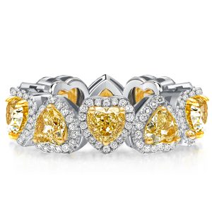 Eternity band - Yellow Topaz Halo Heart Cut Eternity Wedding Band For Women, Italo jewelry - Online Catalog