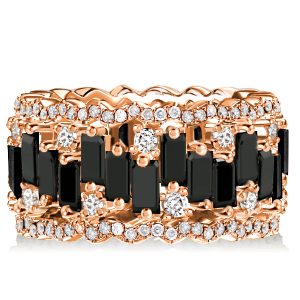 Eternity band - Rose Gold Baguette Cut Black Eternity Wedding Band For Women, Apparel & Accessories, Italo jewelry - Online Catalog