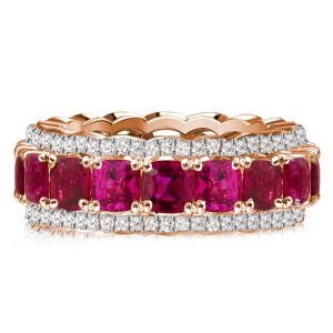Eternity band - Cushion Cut Ruby Eternity Wedding Band For Women Anniversary Band, Apparel & Accessories, Italo jewelry - Online Catalog