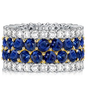 Eternity band - Two Tone Blue Sapphire Eternity Wedding Band For Women, Italo jewelry - Online Catalog
