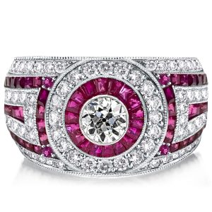 unique engagement rings - Italo Vintage Ruby Ring Round Cut Bezel Setting Cocktail Ring, Italo jewelry - Online Catalog