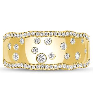 Anniversary band - Flush Setting Wide Wedding Band For Women Anniversary Band For Her, Wedding Bands - Apparel & Accessories, Italo jewelry - Online Catalog