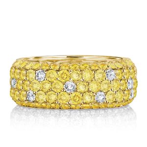 Eternity band - Italo Micro Pave Five Row Yellow Topaz Eternity Wedding Band For Women, Italo jewelry - Online Catalog