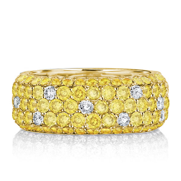 Eternity band - Italo Micro Pave Five Row Yellow Topaz Eternity Wedding Band For Women, Italo jewelry - Online Catalog