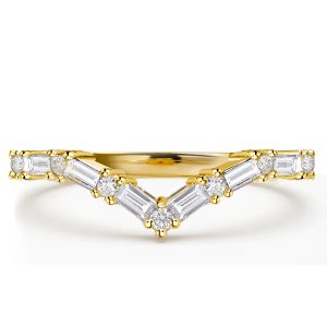 Anniversary band - Baguette Cut Chevron Wedding Band For Women, Wedding Bands - Apparel & Accessories, Italo jewelry - Online Catalog