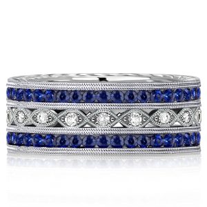 eternity band - Italo Art Deco Milgrain Blue Sapphire Eternity Band For Women, Italo jewelry - Online Catalog