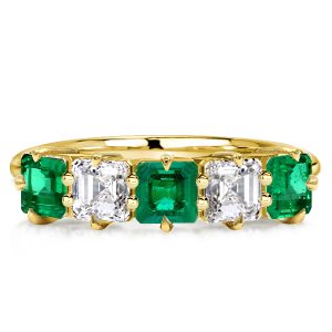 classic band - Asscher Cut Green Emerald Half Eternity Wedding Band For Women, Italo jewelry - Online Catalog