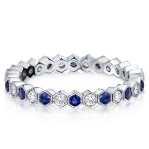 Eternity band - Vintage Milgrain Eternity Blue Wedding Band For Women, Apparel & Accessories, Italo jewelry - Online Catalog