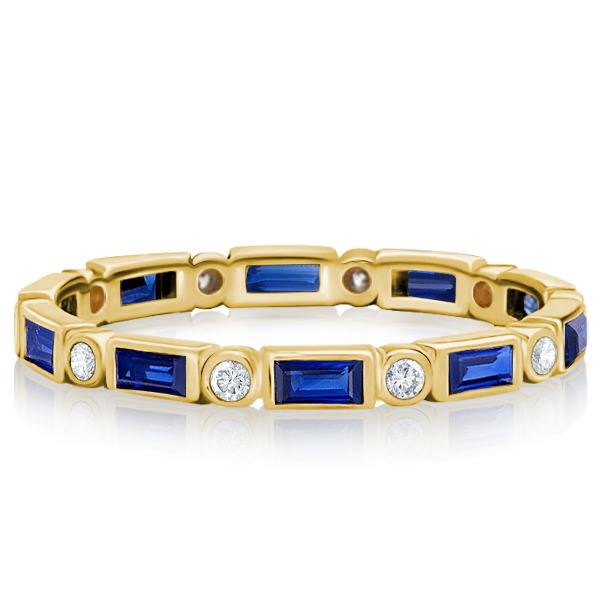 Eternity band - Bezel Baguette Blue Sapphire Eternity Wedding Band For Women, Apparel & Accessories, Italo jewelry - Online Catalog