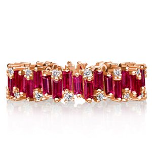 eternity band - Rose Gold Baguette Cut Ruby Eternity Wedding Band For Women, Italo jewelry - Online Catalog