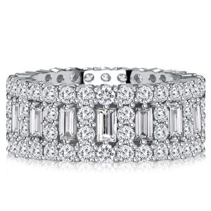 eternity band - Cubic Baguette Cut Multi Row Eternity Wedding Band For Women, Italo jewelry - Online Catalog