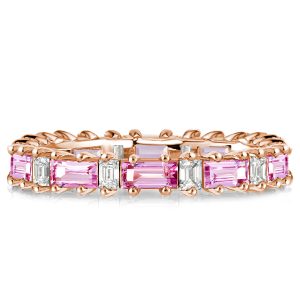 eternity band - Alternating Baguette Cut Pink Eternity Wedding Band For Women, Italo jewelry - Online Catalog