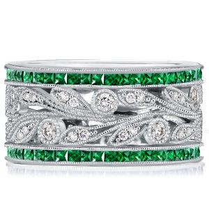 Eternity band - Italo Unique Round White Princess Emerald Sapphire Wedding Band, Apparel & Accessories, Italo jewelry - Online Catalog