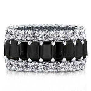 Eternity band - Italo Triple Row Created Emerald Black Sapphire Wedding Band, Apparel & Accessories, Italo jewelry - Online Catalog