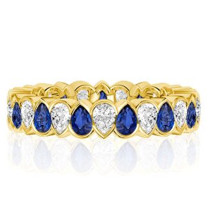 Eternity band - Alternating Blue & White Pear Eternity Wedding Band For Women, Apparel & Accessories, Italo jewelry - Online Catalog