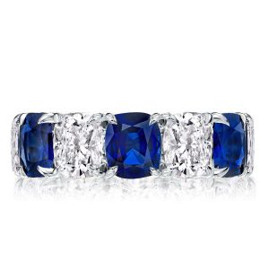 Eternity band - Classic Blue & White Cushion Eternity Wedding Band For Women, Apparel & Accessories, Italo jewelry - Online Catalog
