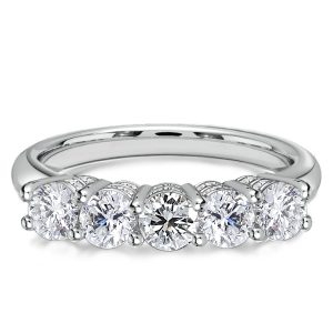 classic band - Italo Classic White Sapphire Half Eternity Round Wedding Band, Italo jewelry - Online Catalog