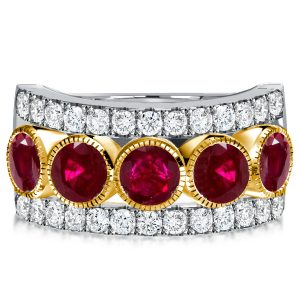 Eternity band - Italo Milgrain Ruby Round Multi Row Half Eternity Wedding Band, Apparel & Accessories, Italo jewelry - Online Catalog