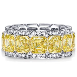 Eternity band - Italo Yellow Asscher Multi Row Eternity Wedding Band For Women, Apparel & Accessories, Italo jewelry - Online Catalog