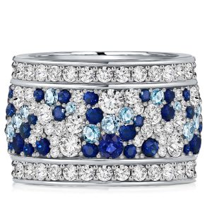 Eternity band - Italo Blue Round Multi Row Eternity Wedding Band For Women, Apparel & Accessories, Italo jewelry - Online Catalog