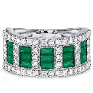 Anniversary band - Italo Baguette Cut Emerald Sapphire Multi Row Wedding Band, Wedding Bands - Apparel & Accessories, Italo jewelry - Online Catalog