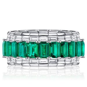 Eternity band - Italo Emerald Sapphire Baguette Multi Row Wedding Band For Women, Apparel & Accessories, Italo jewelry - Online Catalog