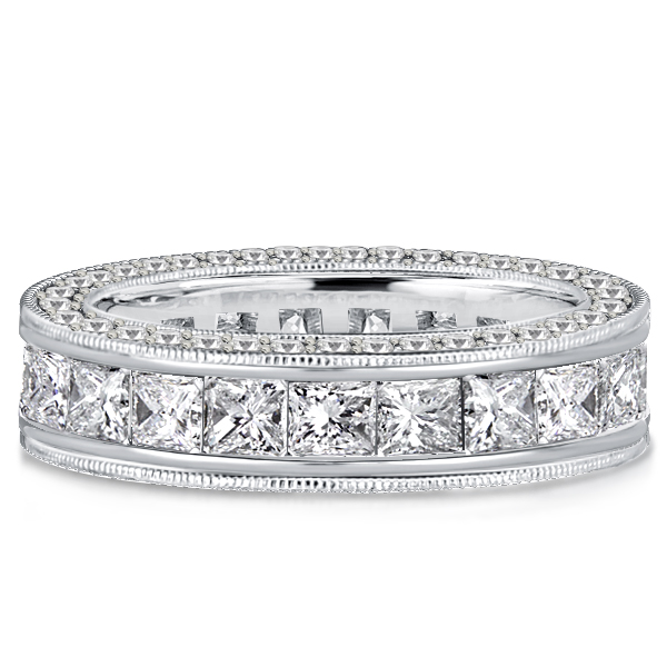 Eternity band - Italo Princess Cut Eternity Wedding Band Channel Set Band Ring, Apparel & Accessories, Italo jewelry - Online Catalog
