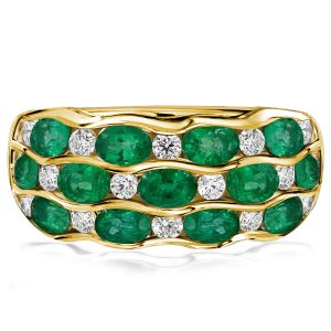 anniversary band - Italo Emerald Sapphire Multi Row Wedding Band Wavy Ring, Italo jewelry - Online Catalog