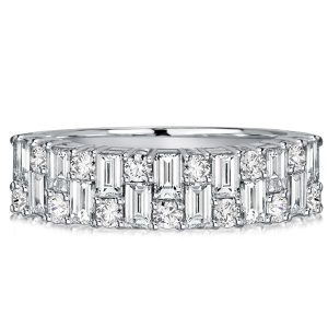 anniversary band - Italo Baguette Cut White Sapphire Wedding Band Vintage Band, Italo jewelry - Online Catalog