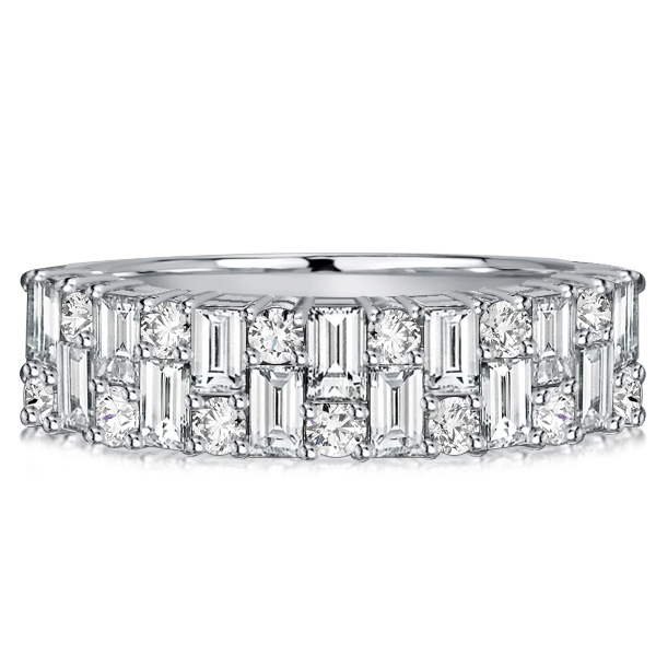 Anniversary band - Italo Baguette Cut White Sapphire Wedding Band Vintage Band, Wedding Bands - Apparel & Accessories, Italo jewelry - Online Catalog