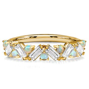 Eternity band - Italo Baguette Cut Opal Half Eternity Wedding Band For Women, Apparel & Accessories, Italo jewelry - Online Catalog