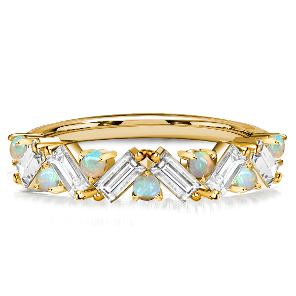 Eternity band - Italo Baguette Cut Opal Half Eternity Wedding Band For Women, Apparel & Accessories, Italo jewelry - Online Catalog