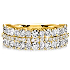 Anniversary band - Italo Round Triple Row Half Eternity Wedding Band For Women, Italo jewelry - Online Catalog