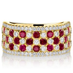 Anniversary band - Italo White & Ruby Sapphire Multi Row Wedding Band For Women, Italo jewelry - Online Catalog