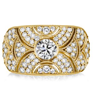 anniversary band - Italo Bezel Setting White Sapphire Wedding Band Vintage Band, Italo jewelry - Online Catalog