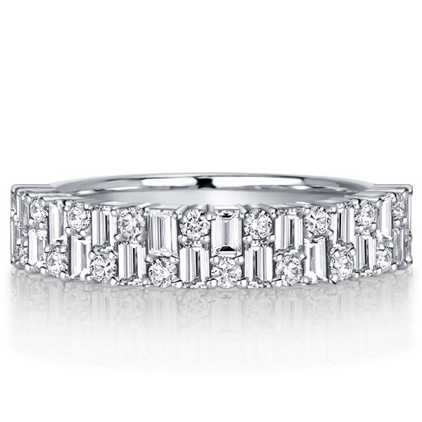 anniversary band - Italo Baguette Double Row Half Eternity Wedding Band For Women, Italo jewelry - Online Catalog