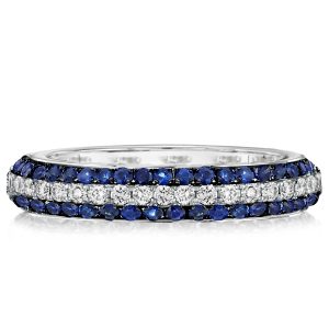Eternity band - Italo Round Cut Blue Sapphire Triple Row Wedding Band Classic, Apparel & Accessories, Italo jewelry - Online Catalog