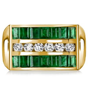 anniversary band - Italo Golden Emerald Ring Emerald Half Eternity Band, Italo jewelry - Online Catalog