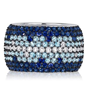 Eternity band - Italo Pave Setting Blue Multi Row Wedding Band For Women, Apparel & Accessories, Italo jewelry - Online Catalog