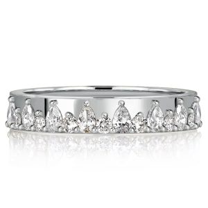 anniversary band - Unique Pear & Round Half Eternity Wedding Band In 925 Silver, Italo jewelry - Online Catalog