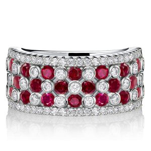 anniversary band - Italo White & Ruby Wedding Band Half Eternity Band In 925 Silver, Italo jewelry - Online Catalog